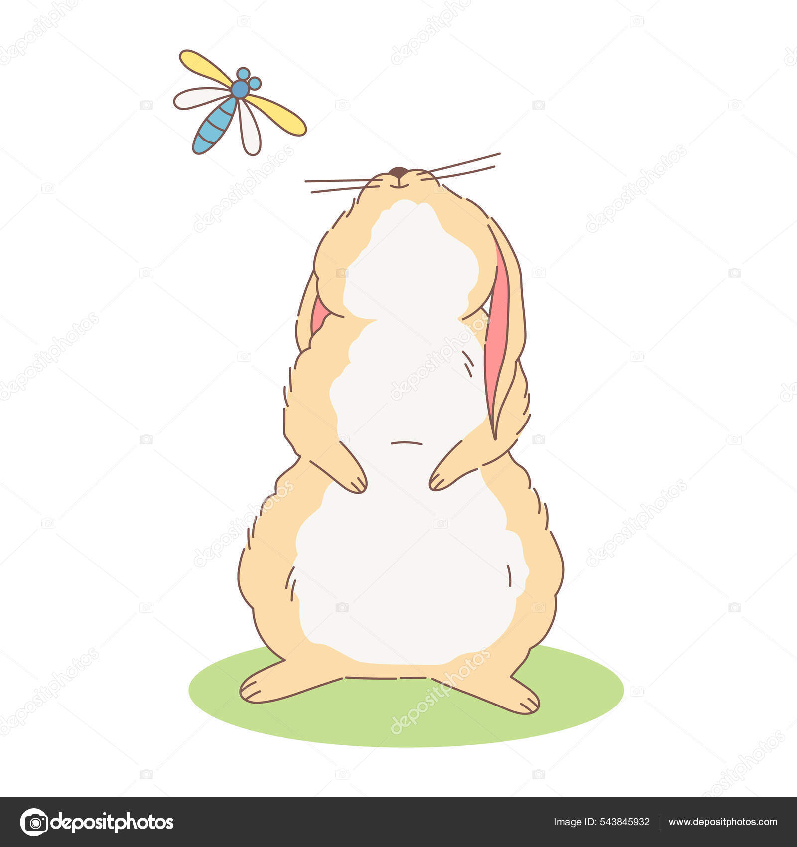 귀여운 토끼가 하늘을 쳐다본다 비손에 베이지 과하얀 토끼에 스타일 디자인 스톡 벡터 - ©Takoyaki_tech 543845932, image size:1600x1700