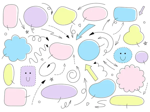 Decoratieve Kromming Infographic Pijlen Wijzers Speech Bubbels Schattige Kleurrijke Pijlen — Stockvector
