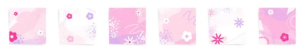 Primavera Venda Quadrado Post Banners Florais Moda Modelo Definido Hanami — Vetor de Stock