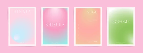 Japonca bulanık eğim demek. Poster, olay afişi, broşür ve broşür için estetik bahar gradyanı kaplama şablonu tasarımı. Pastel çıplak duotone tarzı. Vektör modern sanat.
