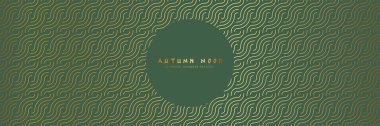 Kusursuz Asyalı arka plan modeli. Sonbahar oryantal premium tasarımı. Yeşil ve altın soyut geometrik dalgalı çizgiler ve kıvrımlı dalgalar. Geleneksel Japon klasik süsü..