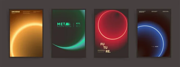 Neon Gradient Backgrounds Poster Brochure Placards Set Neon Modern Graphic — Stock Vector