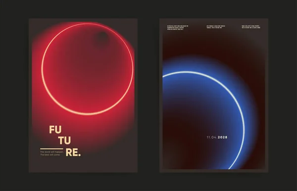 Červený Neon Modrý Gradient Prostor Plakát Design Vektorové Futuristické Pozadí Stock Ilustrace