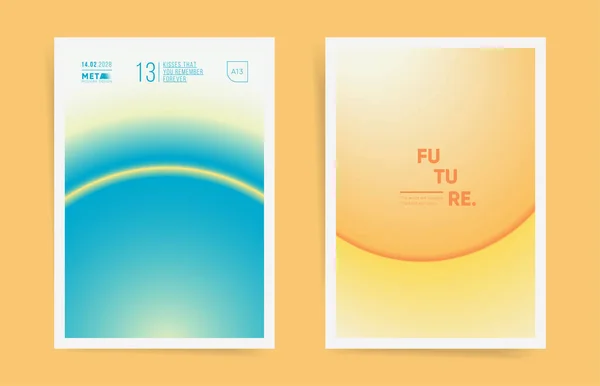 Abstract Poster Gradient Design Set Wavy Template Water Sand Sun — Stock Vector