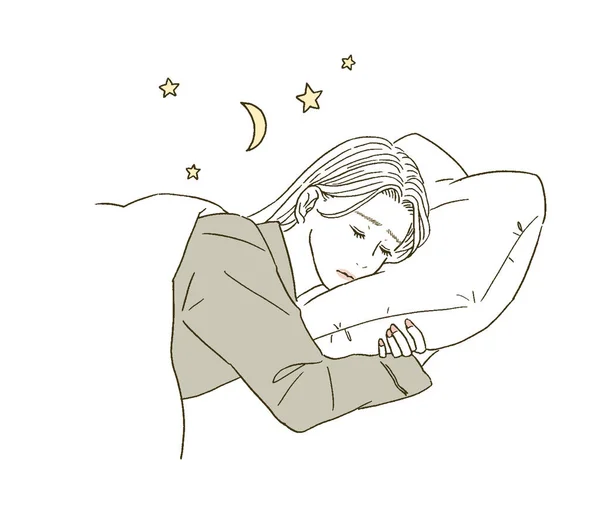 Beauté Illustration Une Femme Souffrant Insomnie — Image vectorielle