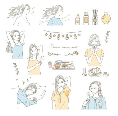 Sağlık bilinci olan kadınların Güzellik Çizimleri