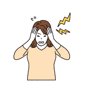 Simple touch Illustration of a woman suffering from a headache clipart