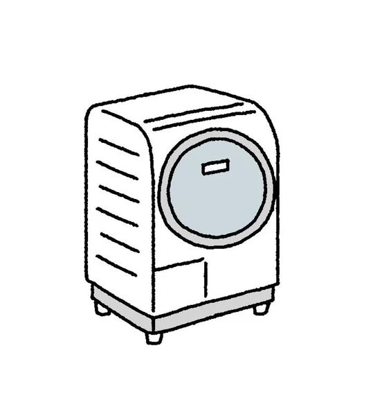Toque Simples Ilustração Uma Máquina Lavar Roupa Tipo Tambor Branco —  Vetores de Stock
