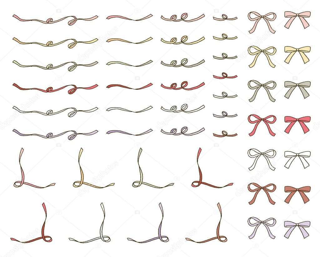 Simple touch Hand-drawn thin ribbon illustration set for footing