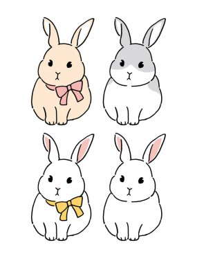 Realistic touch Cute rabbit illustration set