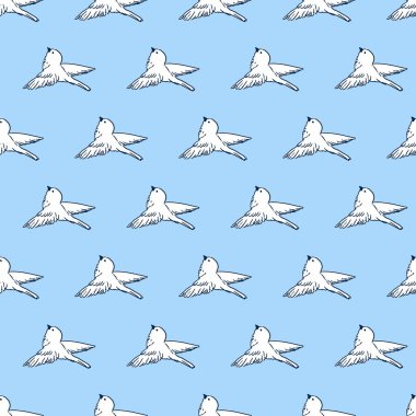 Kuş Sineği ve Mavi Gök Vektörü Grafiksiz Desen arkaplan ve giysi tasarımı için kullanılabilir