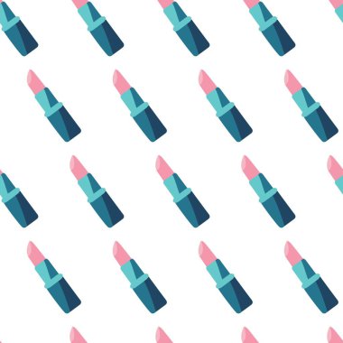 Pembe Ruj Şirin Kozmetik Vektör Grafiksiz Desen arkaplan ve giyim tasarımı için kullanılabilir