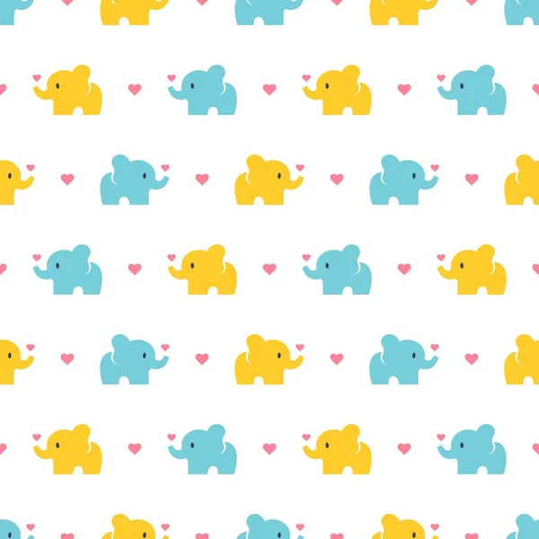 Cute Seamless Pattern Small Elephants Vector Graphic Art Can Used — стоковый вектор