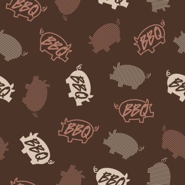 Lezzetli Marinade Pork Barbekü Mangal Vektörü Kusursuz Desen arkaplan ve giysi tasarımı için kullanılabilir