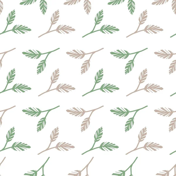 Pastel Yeşil ve Krem Renkleri Dekorasyonu Vektörsüz Yapraklar Arkaplan ve giysi tasarımı için kullanılabilir