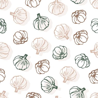 Sarımsak Sebze Çizgisi Sanat Yöntemsiz Deseni arkaplan ve giyim tasarımı için kullanılabilir