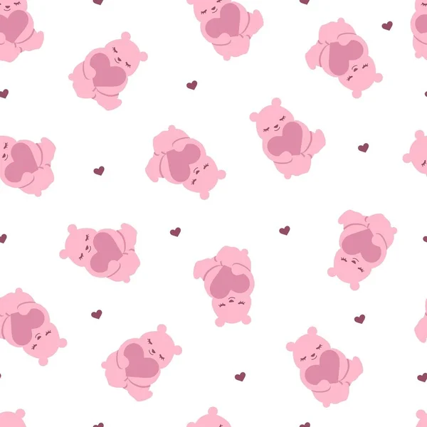 Bear Loving Heart Vector Graphic Art Seamless Pattern Puede Usar — Archivo Imágenes Vectoriales