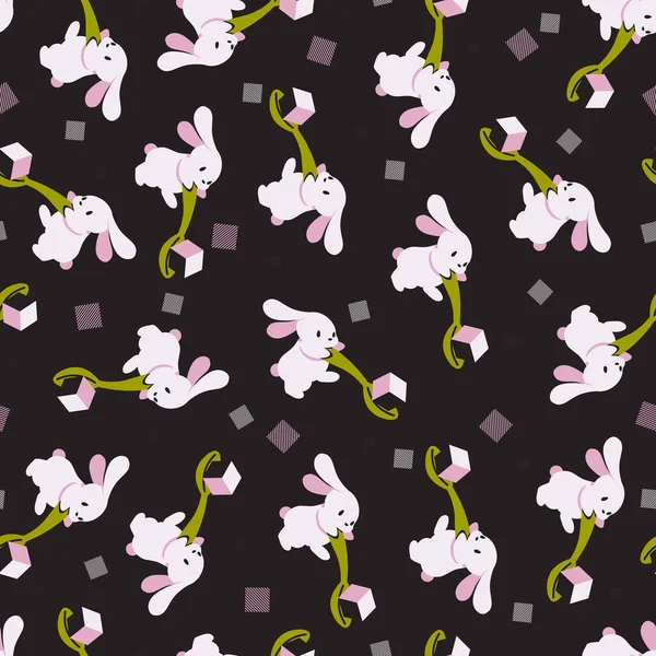 Cute Bunnies and Their Spoons Festival Vector Seamless Pattern can be use for background and apparel design