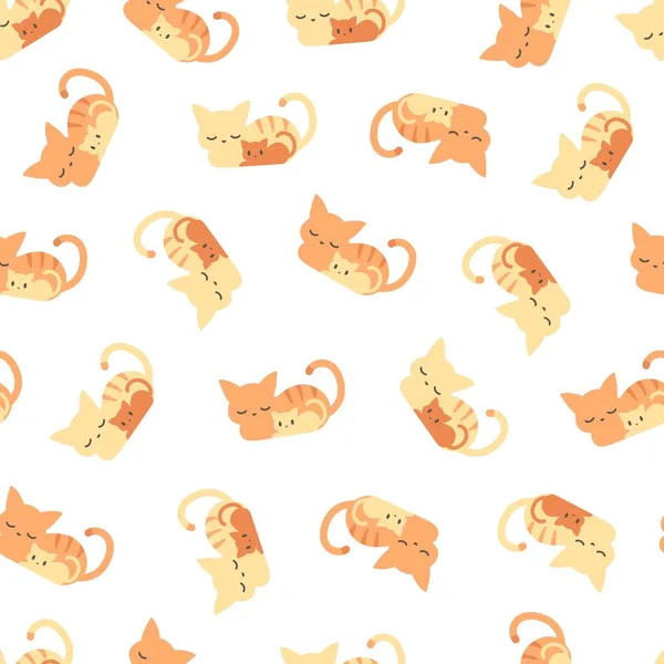 Our Cute Family Cat Pet Vector Graphic Cartoon Seamless Pattern — стоковый вектор