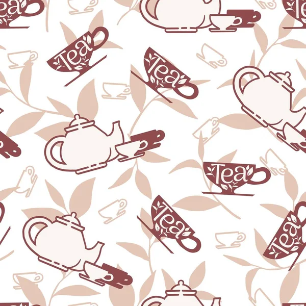 Delicious Herbal Red Tea Vector Graphic Illustration Seamless Pattern Can — стоковый вектор