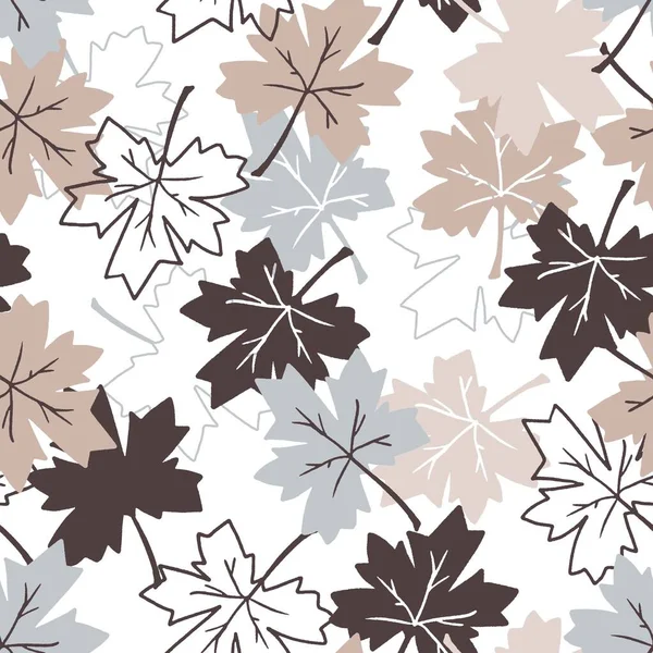 Vintage Seamless Pattern Autumn Maple Leaves Vector Graphic Art Seamless — Stock Vector