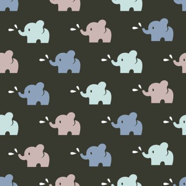 Mutlu Eğlenceli Genç Fil Oyun Vektörü Grafiksiz Desen arkaplan ve giyim tasarımı için kullanılabilir