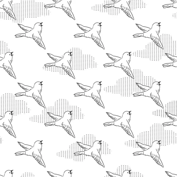 Flying Bird Journey to The Sky Vector Graphic Seamless Pattern can be use for background and apparel design