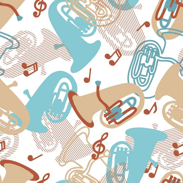 Jazz Party Tube Music Vector Graphic Illustration Naadloos Patroon Kan — Stockvector