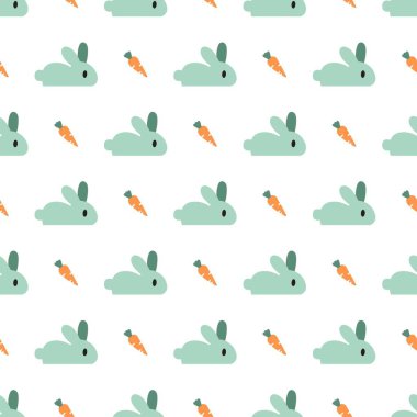 Küçük Tavşanlar ve Havuçlu Atıştırmalık Şekilleri Kusursuz Şekiller arka plan ve giysi tasarımı için kullanılabilir