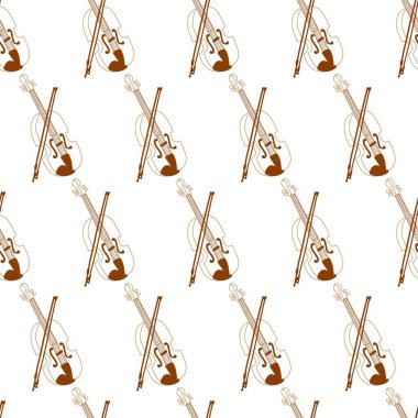 Soyut Keman ve Keman Vektör Grafik Çizgisi Çizgisiz Desen