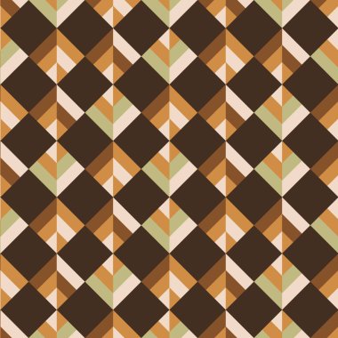 Sonbahar Renk Paletinde Elmas Şekline sahip soyut Kusursuz Desen arkaplan ve giysi tasarımı için kullanılabilir