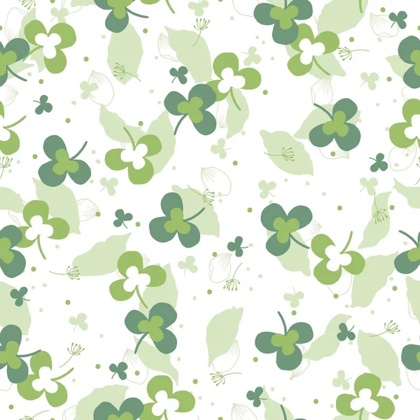 Spring Sweet Green Clover Vektör Yaprakları Grafiksiz Desen arkaplan ve giysi tasarımı için kullanılabilir