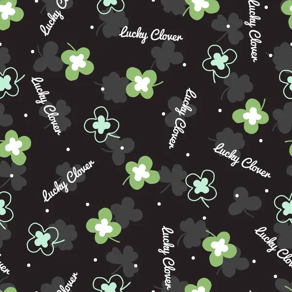 Color Fondo Negro Con Spring Green Clover Seamless Pattern Puede — Vector de stock