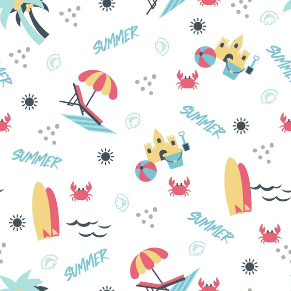 Yaz Sahil Tatil Vektörü Grafik Sanatı Kusursuz Deseni arkaplan ve giyim tasarımı için kullanılabilir