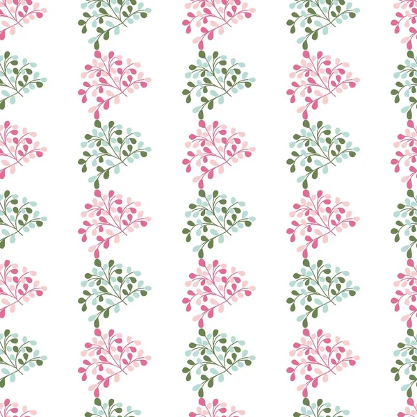 Abstract Pink Green Leaves Plant Vector Graphic Seamless Pattern Can — Vector de stock