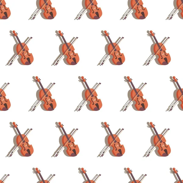 バイオリンとヴァイオリンの楽器ベクトルグラフィック シームレスなパターンは 背景やアパレルのデザインに使用することができます — ストックベクタ