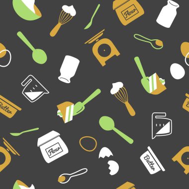 Pişirme Zamanı Vektörü Grafik Silueti Kusursuz Deseni arkaplan ve giysi tasarımı için kullanılabilir
