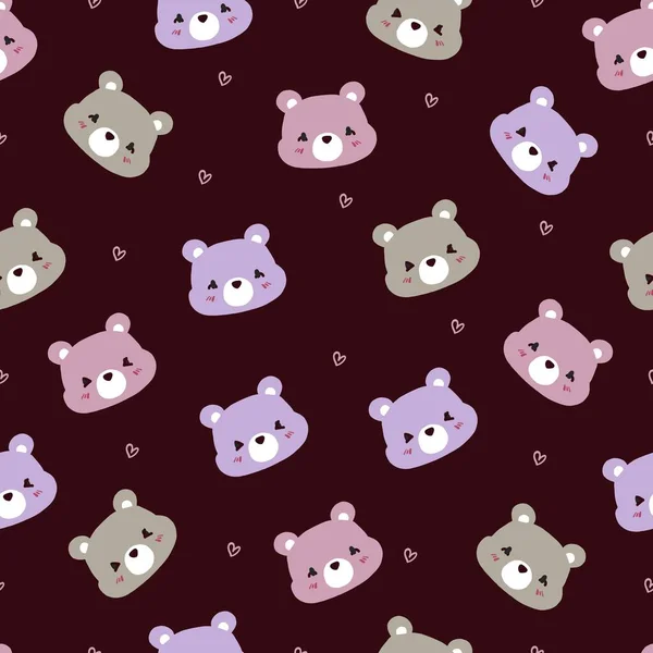 Cute Expression Bear Animal Cartoon Vector Seamless Pattern Can Used — стоковый вектор