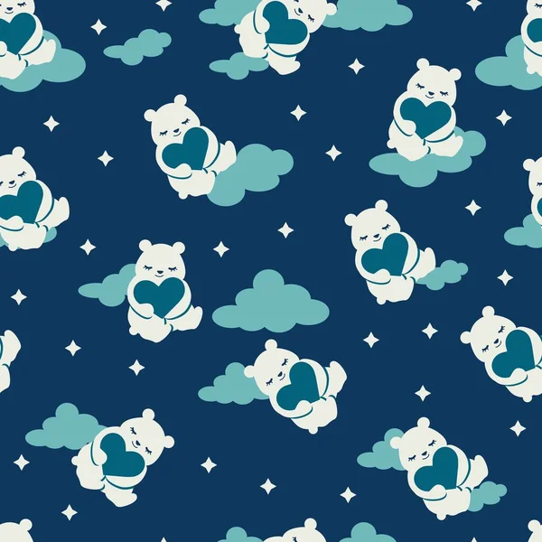 Mother Bears Love Vector Graphic Cartoon Seamless Pattern Can Used — стоковый вектор