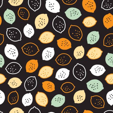 Soyut Limon Meyve Vektörü Grafik Silueti Kusursuz Desen arkaplan ve giyim tasarımı için kullanılabilir