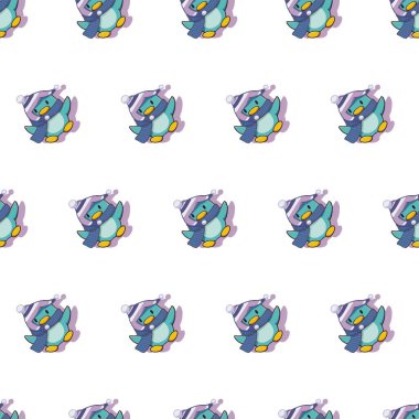 Happy Fashionable Winter Penguins Cartoon Vector Seamless Pattern can be use for background and apparel design