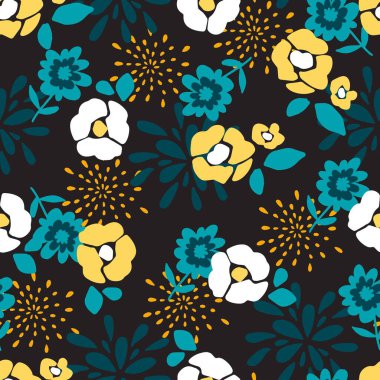 Summer Abstract Yellow Green Floral Garden Vector Seamless Pattern can be use for background and apparel design