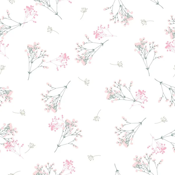 Sweet Spring Pink Floral Garden Vector Graphic Seamless Pattern Can — Vector de stock