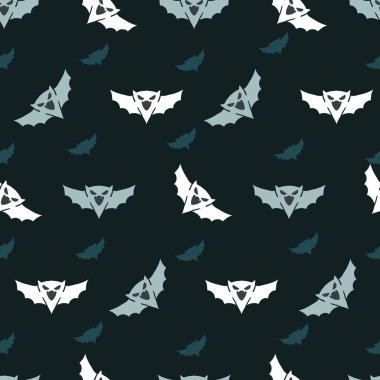 Evil Bats in the Dark Sky Vector Graphic Seamless Pattern can be use for background and apparel design