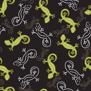 Abstract Wild Lizard Gecko Silhouette Art Vector Graphic Seamless Pattern can be use for background and apparel design