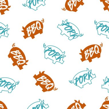 Barbeque Pork Meat Meal Vector Graphic Seamless Pattern can be use for background and apparel design