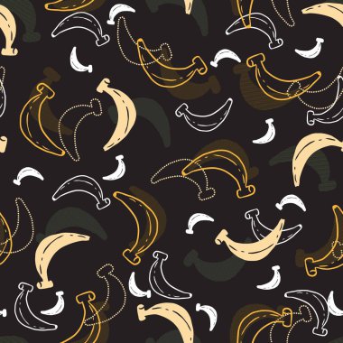 Abstract Banana Fruit Vector Graphic Silhouette Seamless Pattern can be use for background and apparel design
