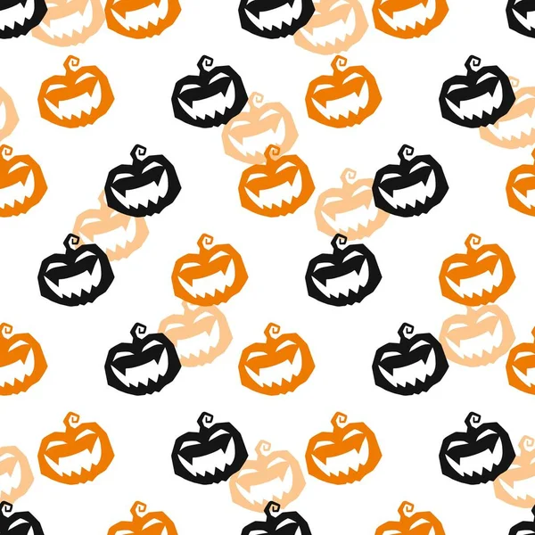 Halloween Smějící Strašidelné Dýně Tvář Vektor Grafiky Bezešvé Vzor Může — Stockový vektor