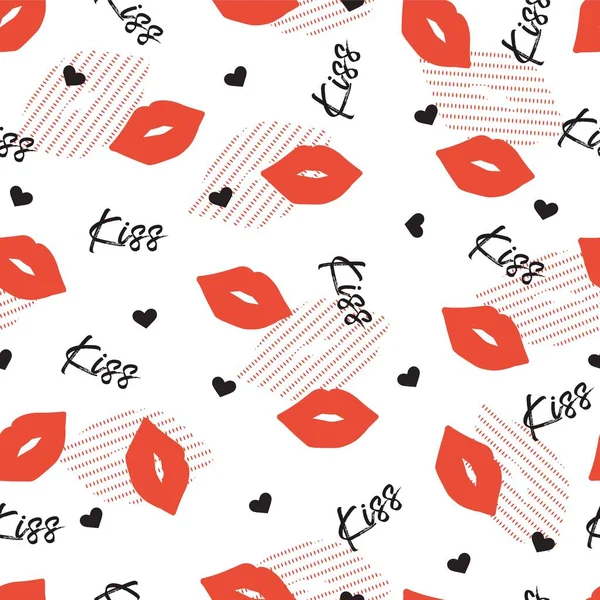 Kiss Love Heart Kırmızı Tutku Vektörü Grafiksiz Desen arkaplan ve giysi tasarımı için kullanılabilir
