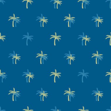 Retro Tropikal Palmiye Ağacı Silueti Vektörsüz Deseni arkaplan ve giysi tasarımı için kullanılabilir